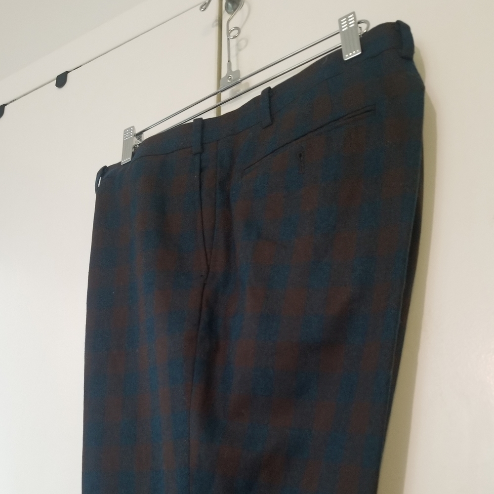 Indochino Men's Blue/ Brown Plaid Pant